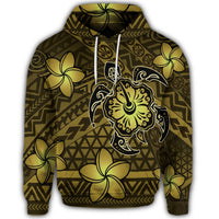 Hawaiian Mix Polynesian Turtle Plumeria Hoodie Nick Style Yellow - Polynesian Pride
