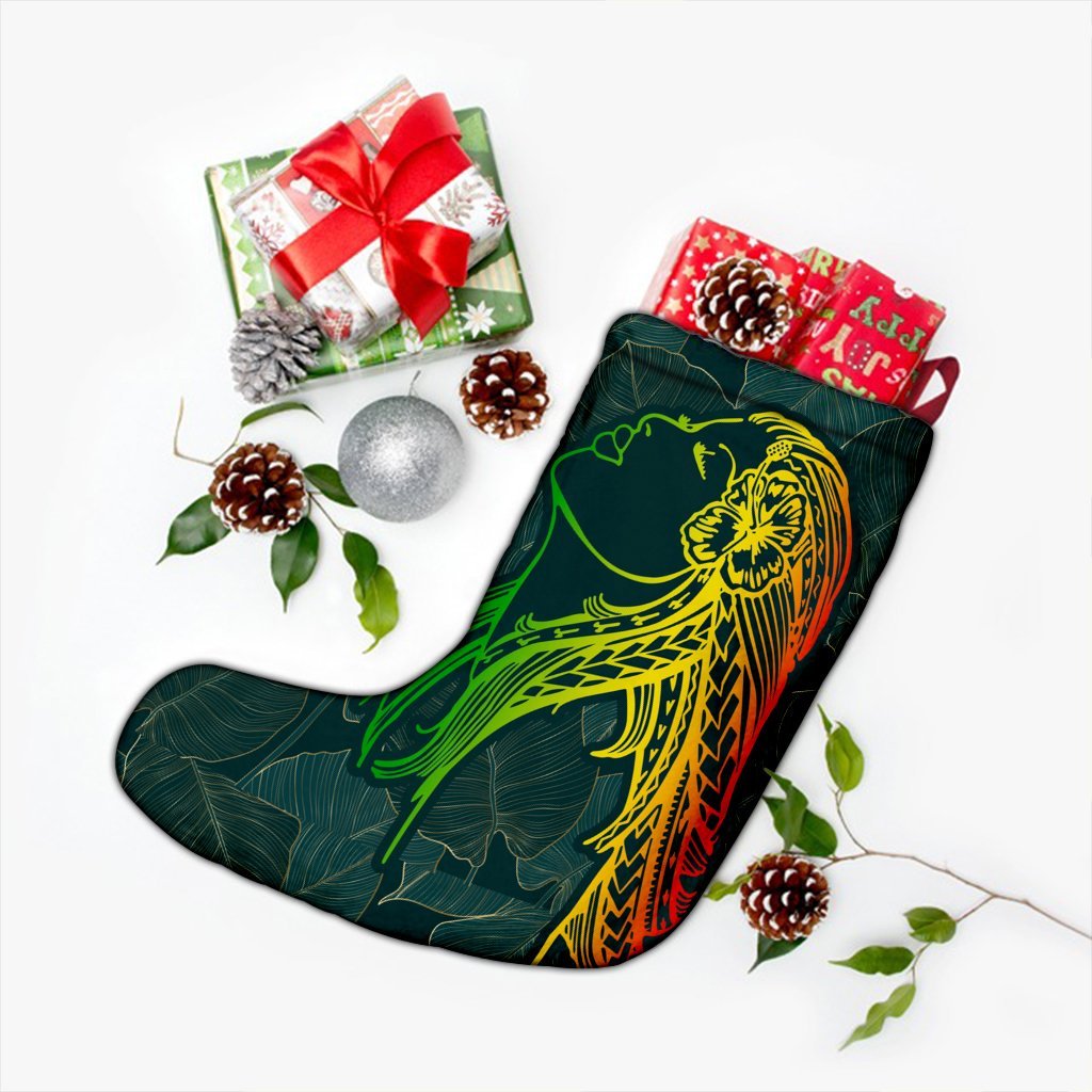 Hawaii Monstera Kalo Hula Girl Kanaka Maoli Christmas Stocking - AH - Polynesian Pride