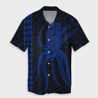 Hawaii Octopus KaKau Polynesian Hawaiian Shirt - Blue - AH Unisex Black - Polynesian Pride