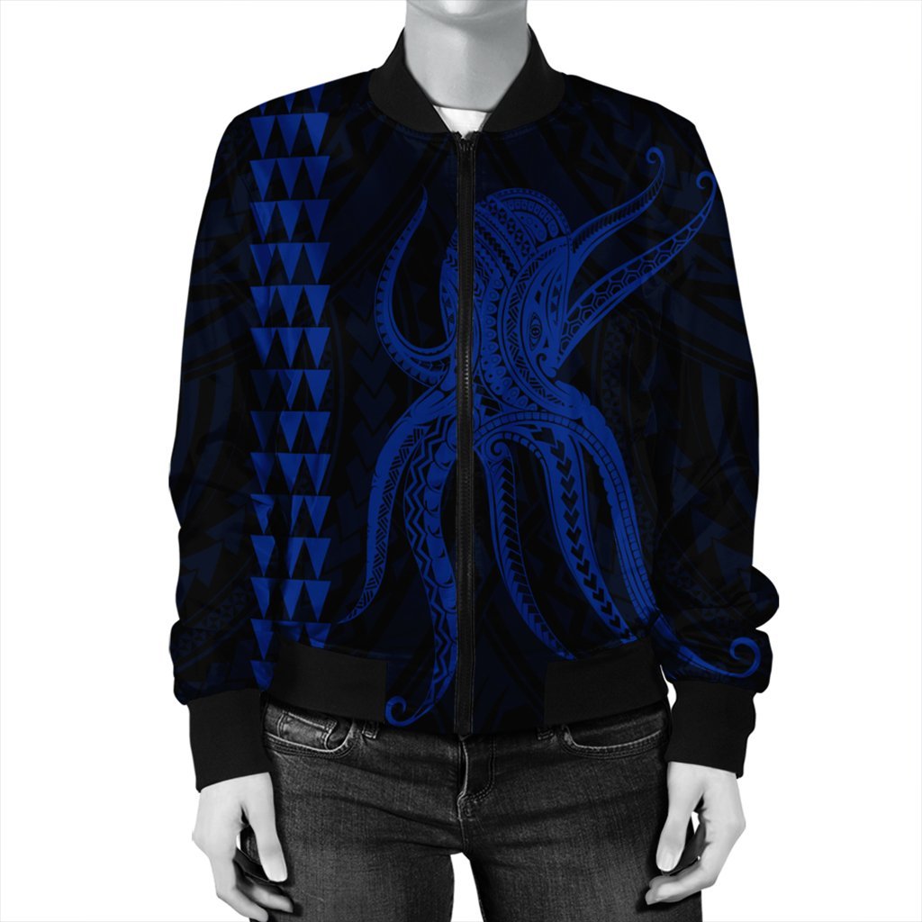 Hawaii Octopus KaKau Polynesian Bomber Jacket - Blue - AH - Polynesian Pride
