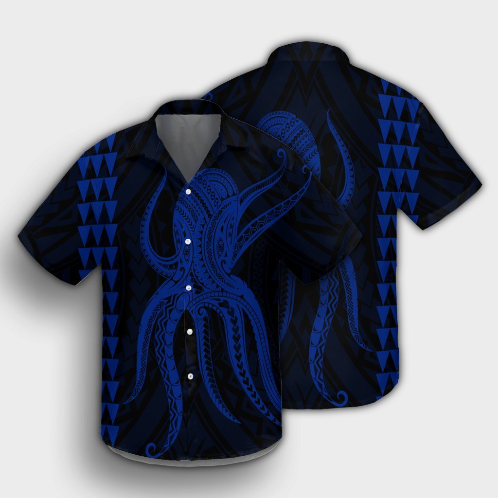 Hawaii Octopus KaKau Polynesian Hawaiian Shirt - Blue - AH - Polynesian Pride