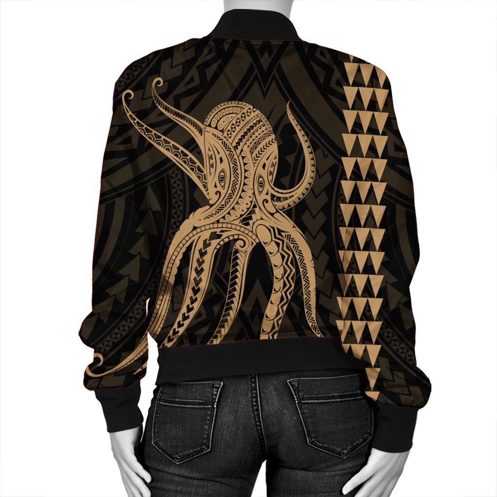 Hawaii Octopus KaKau Polynesian Bomber Jacket - Gold - AH - Polynesian Pride
