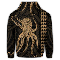 Hawaiian Octopus KaKau Polynesian Hoodie Gold - Polynesian Pride