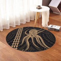 Hawaii Octopus KaKau Polynesian Round Carpet - Gold - AH - Polynesian Pride