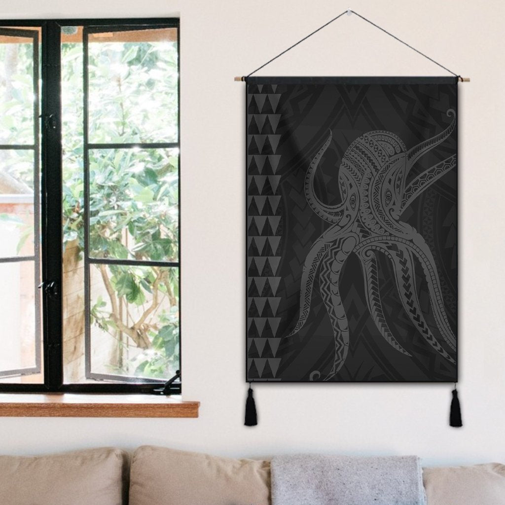 Hawaii Octopus KaKau Polynesian Hanging Poster - Gray - AH - Polynesian Pride