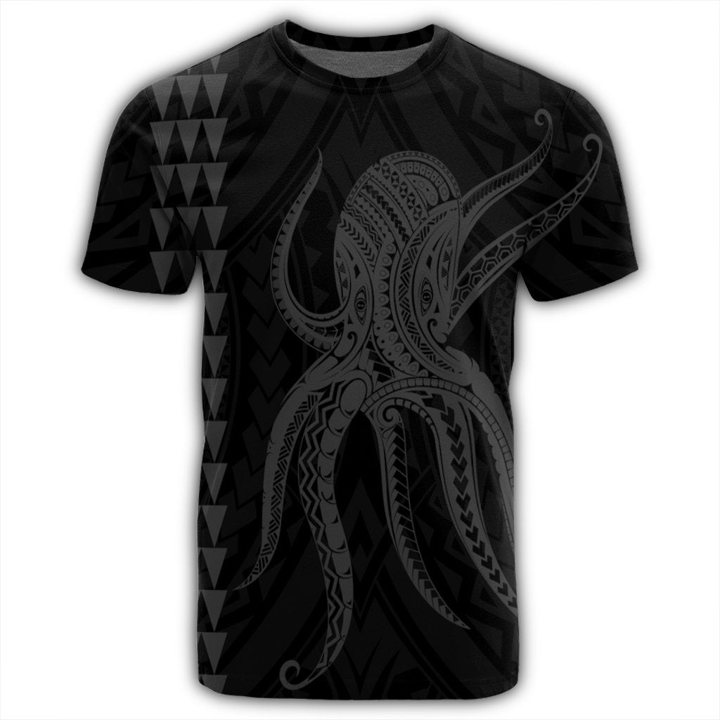 Hawaii Octopus KaKau Polynesian T Shirt Gray - Polynesian Pride