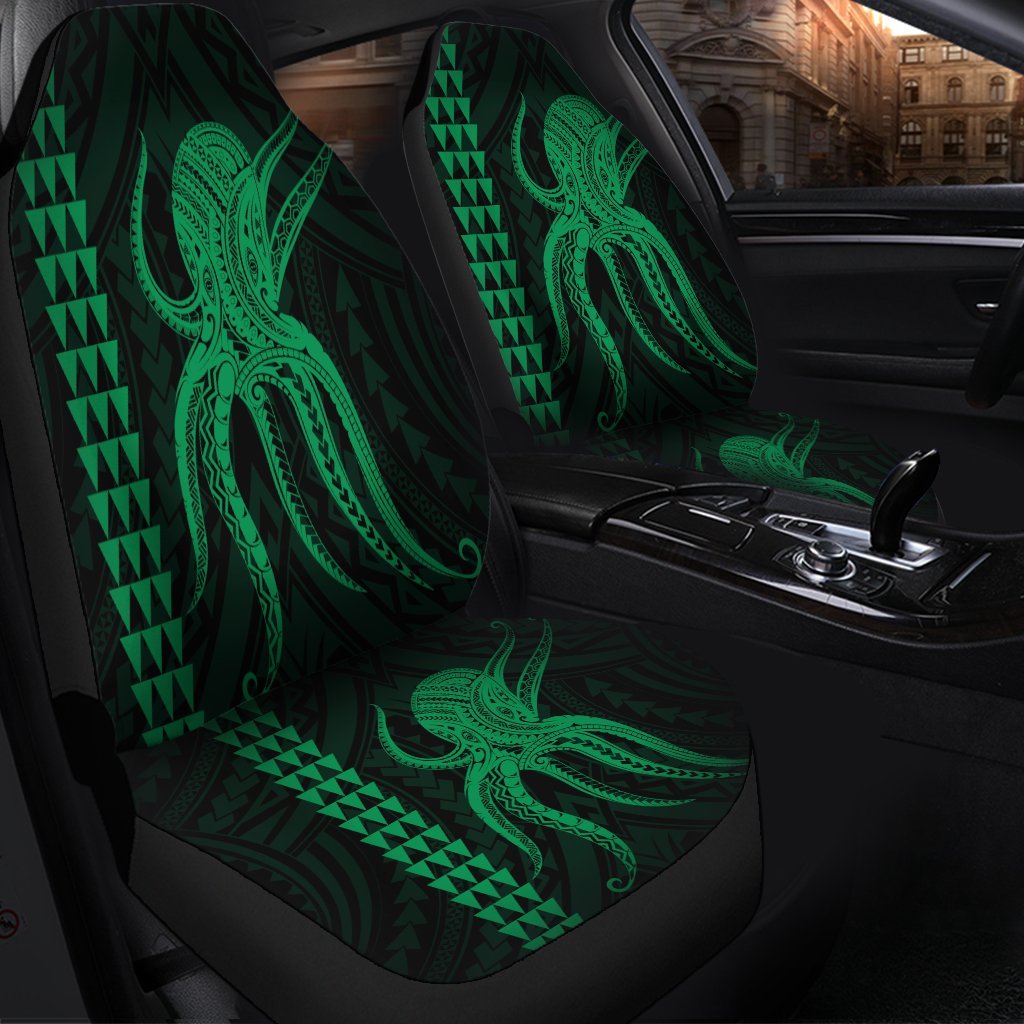 Hawaii Octopus KaKau Polynesian Car Seat Covers - Green - AH - Polynesian Pride