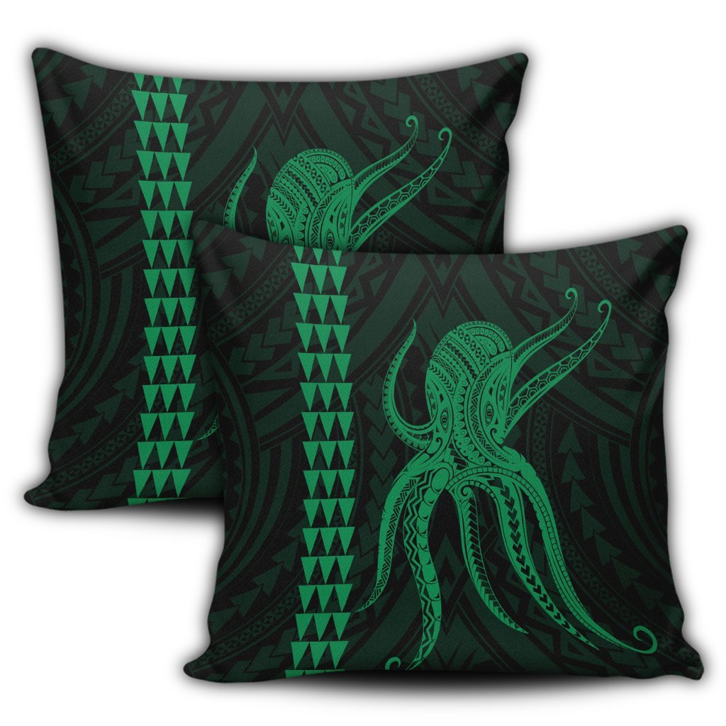 Hawaii Octopus KaKau Polynesian Pillow Covers - Green - AH - Polynesian Pride
