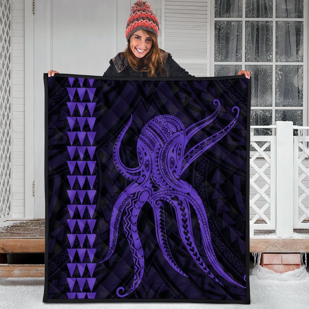 Hawaii Octopus KaKau Polynesian Premium Quilts - Purple - AH - Polynesian Pride