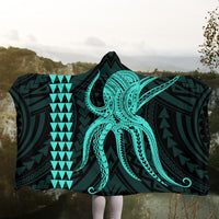 Hawaii Octopus KaKau Polynesian Hooded Blanket - Turquoise - AH - Polynesian Pride
