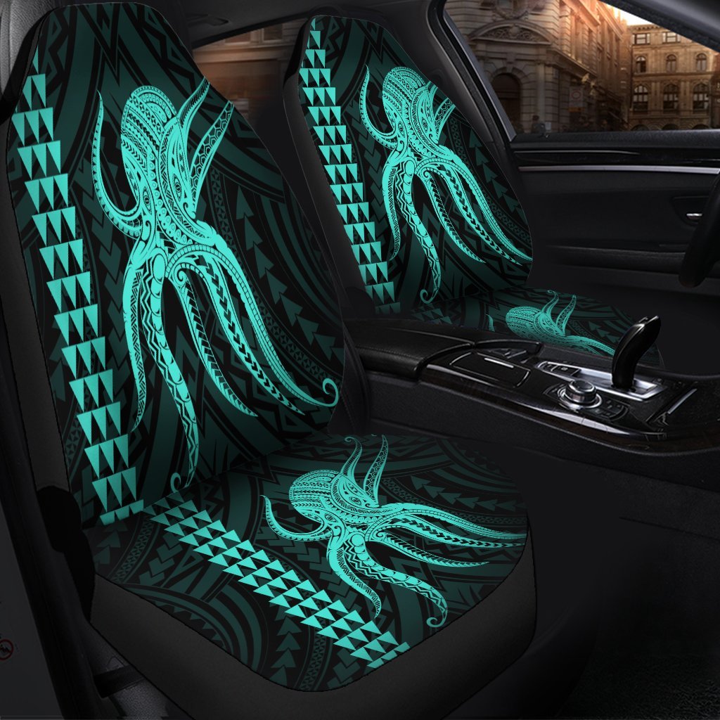 Hawaii Octopus KaKau Polynesian Car Seat Covers - Turquoise - AH - Polynesian Pride