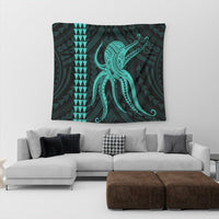 Hawaii Octopus KaKau Polynesian Tapestry - Turquoise - AH - Polynesian Pride