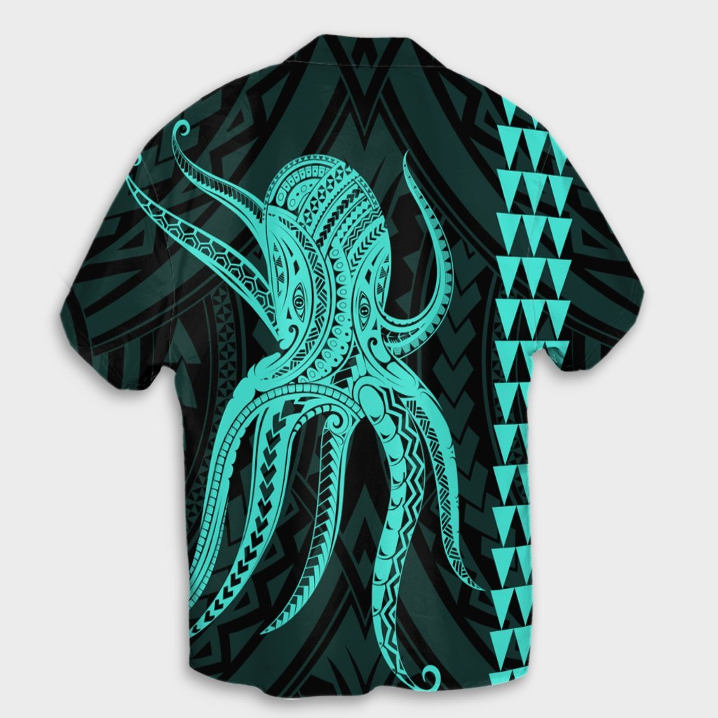 Hawaii Octopus KaKau Polynesian Hawaiian Shirt - Turquoise - AH - Polynesian Pride