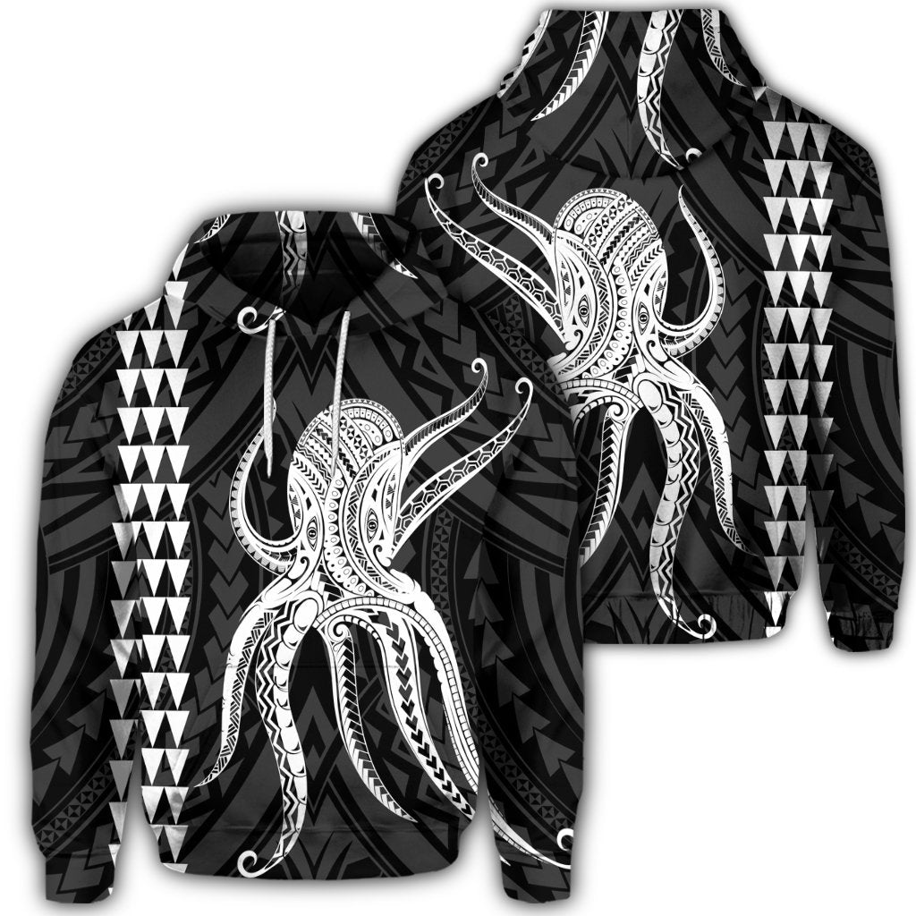 Hawaiian Octopus KaKau Polynesian Hoodie White Unisex Art - Polynesian Pride