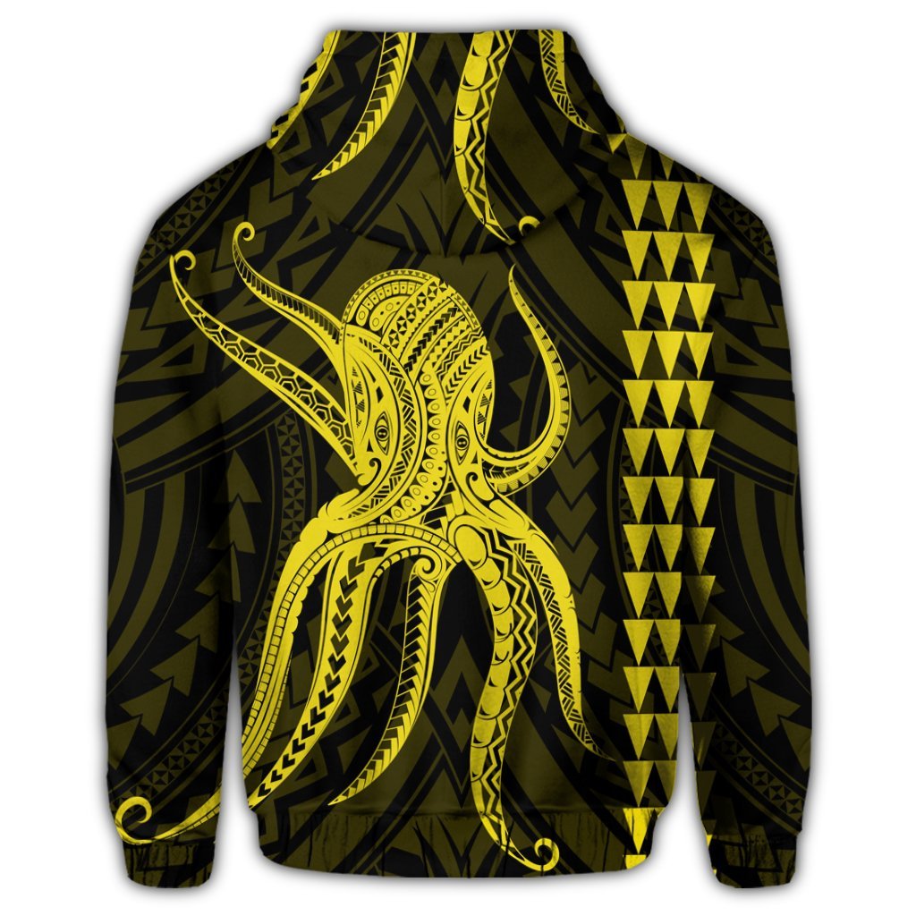Hawaiian Octopus KaKau Polynesian Hoodie Yellow - Polynesian Pride