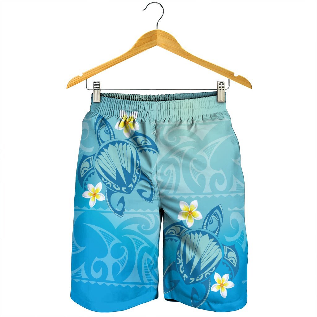 Hawaii Plumeria Deep Blue Turtle Men's Shorts - AH - Polynesian Pride