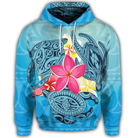Hawaiian Plumeria Deep Sea Circle Turtle Hoodie - Polynesian Pride