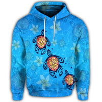 Hawaiian Plumeria Turtle In The Ocean Hoodie John Style - Polynesian Pride