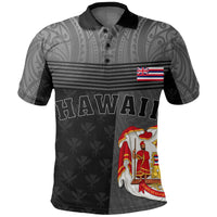 Hawaii King State Polynesian Polo Shirt Gray Mult AH - Polynesian Pride
