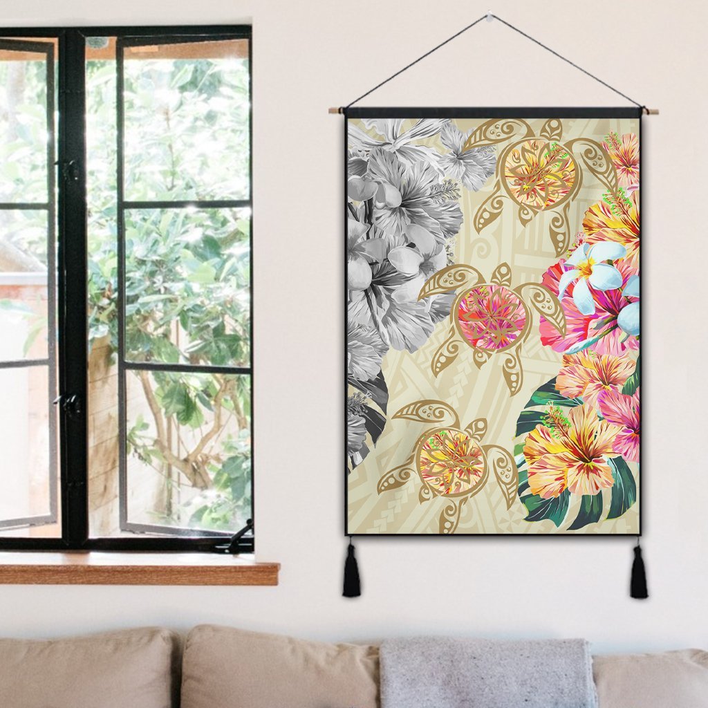 Hawaii Polynesian Flowers Swimming Turtles Hanging Poster - AH - Polynesian Pride