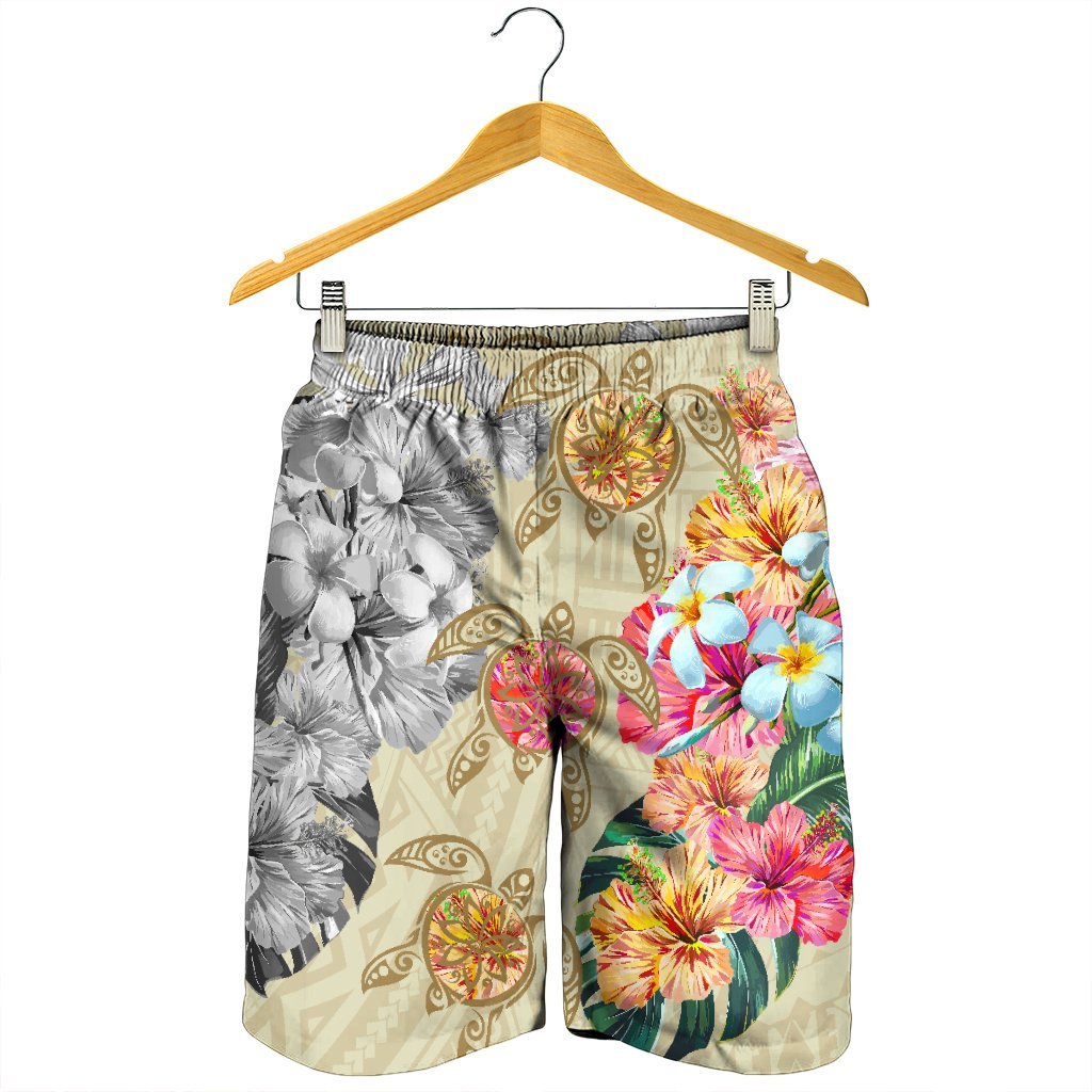 Hawaii Polynesian Flowers Swimming Turtles Men's Shorts - AH - Polynesian Pride