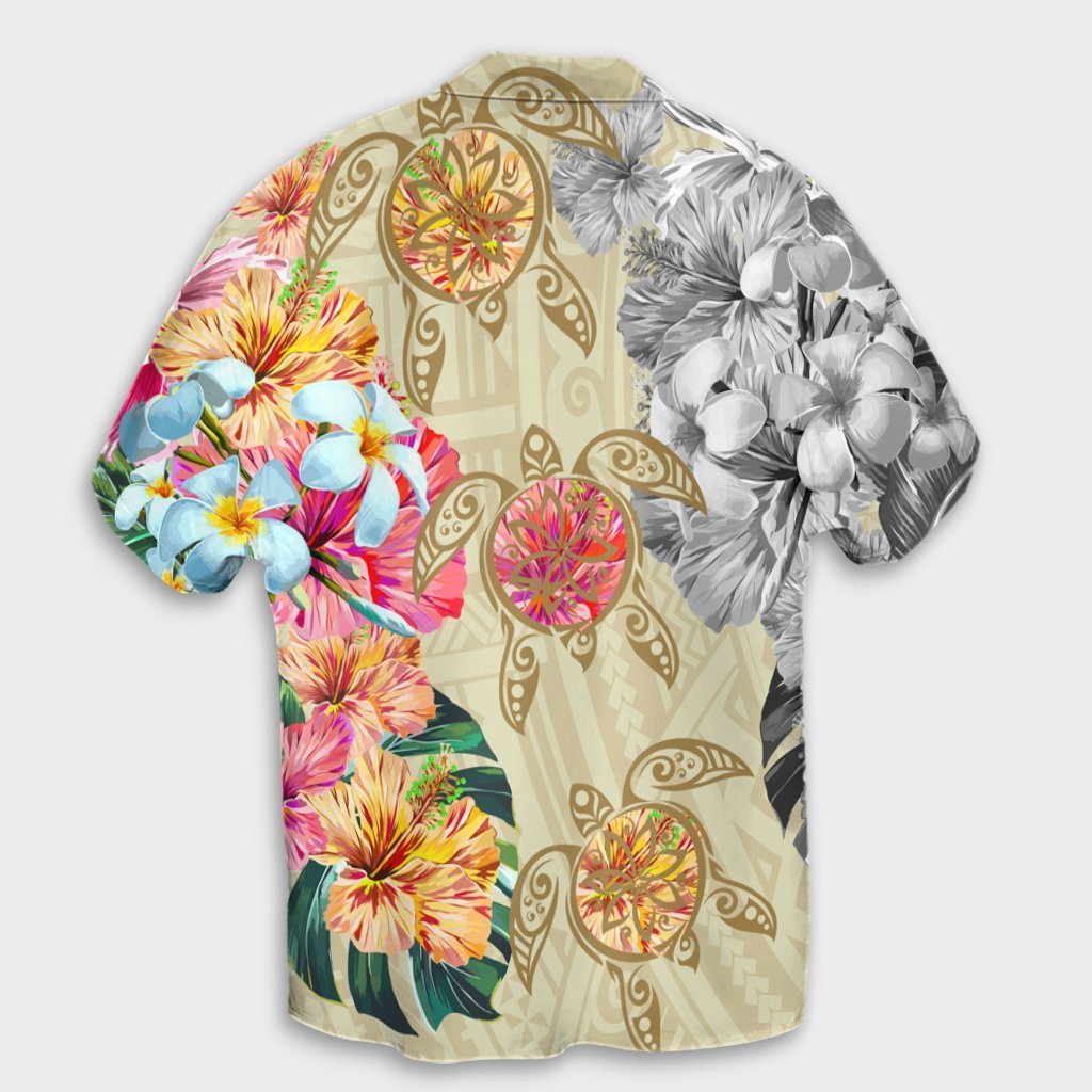 Hawaii Polynesian Flowers Swimming Turtles Hawaiian Shirt - AH - Polynesian Pride