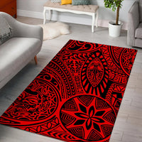 Hawaii Polynesian Hawaiian Style Tribal Tattoo Red Area Rug - AH - Polynesian Pride