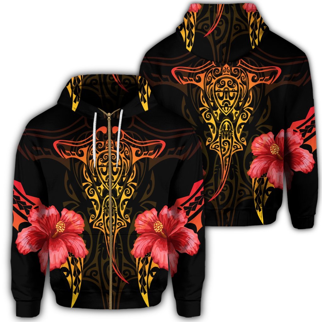 Hawaii Polynesian Hibiscus Animal Zip Hoodie Unisex Art - Polynesian Pride