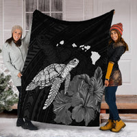 Hawaii Polynesian Hibiscus Turtle Map Premium Blankets - AH - Polynesian Pride