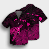 Hawaii Polynesian Hibiscus Turtle Map Hawaiian Shirt Pink - AH - Polynesian Pride