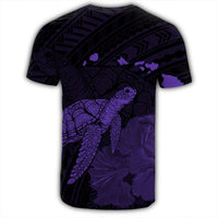 Hawaii Polynesian Hibiscus Turtle Map T Shirt Purple - Polynesian Pride