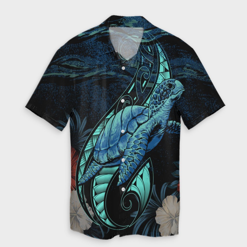 Hawaii Polynesian Honu Sea Hibiscus Hawaiian Shirt - AH Unisex Black - Polynesian Pride