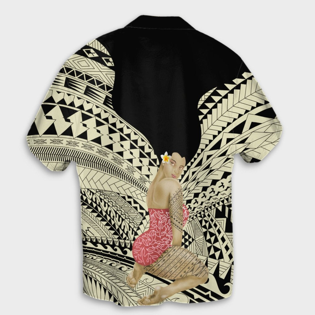 Hawaii Polynesian Hula Girl Wearing Plumeria Hawaiian Shirt - AH - Polynesian Pride