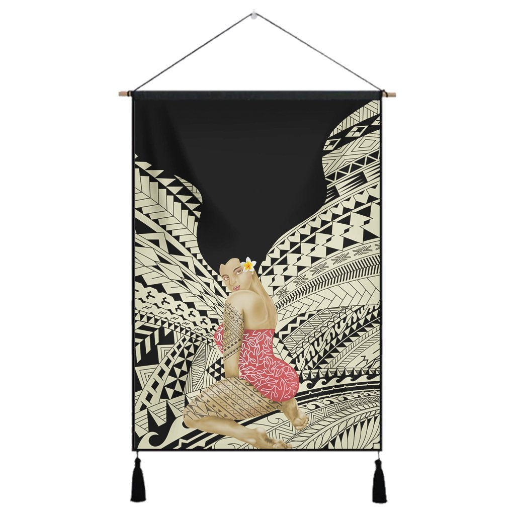 Hawaii Polynesian Hula Girl Wearing Plumeria Hanging Poster - AH Hanging Poster Cotton And Linen - Polynesian Pride