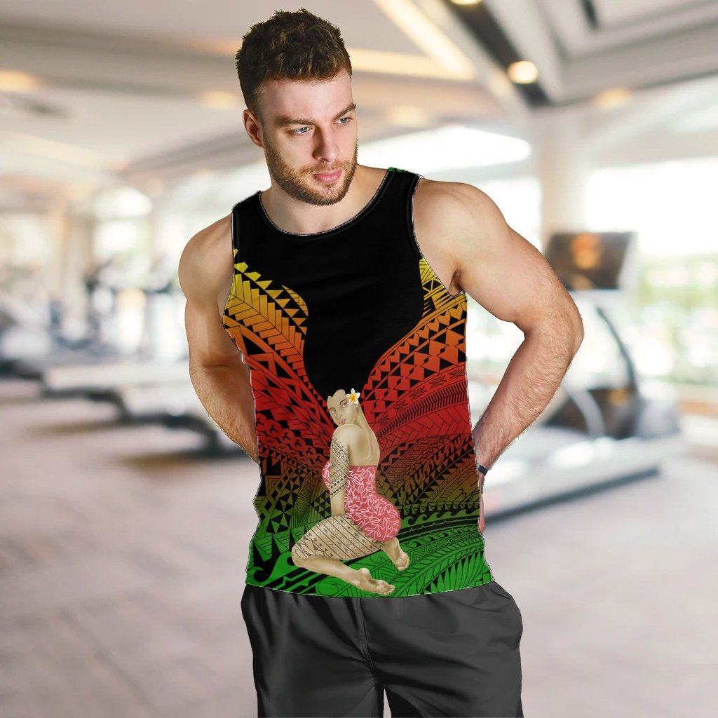 Hawaii Polynesian Hula Girl Wearing Plumeria Tank Top Reggae - AH - Polynesian Pride