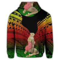 Hawaiian Polynesian Hula Girl Wearing Plumeria Hoodie Reggae - Polynesian Pride