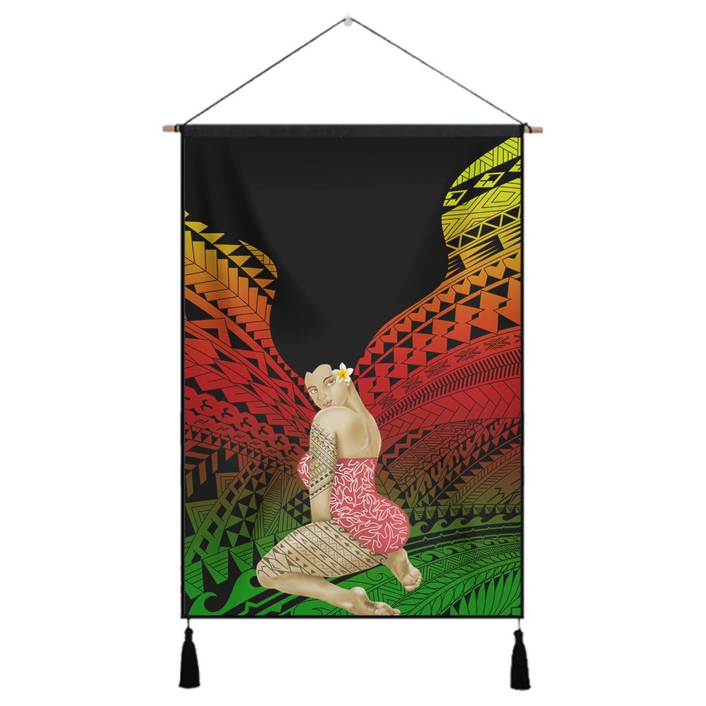 Hawaii Polynesian Hula Girl Wearing Plumeria Hanging Poster Reggae - AH Hanging Poster Cotton And Linen - Polynesian Pride