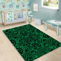 Hawaii Polynesian Kakau Turtle Green Area Rug - AH - Polynesian Pride