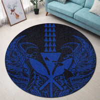 Hawaii Polynesian Kanaka Kakau Round Carpet - Alan Style Blue - AH - Polynesian Pride