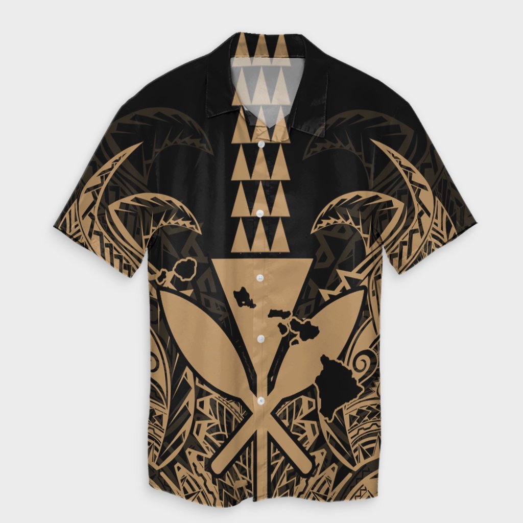 Hawaii Polynesian Kanaka Kakau Hawaiian Shirt - Alan Style Gold - AH Unisex Black - Polynesian Pride