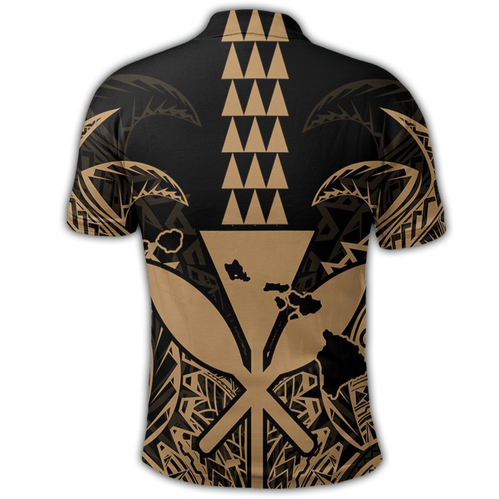 Hawaii Polynesian Kanaka Kakau Polo Shirt Alan Style Gold - Polynesian Pride