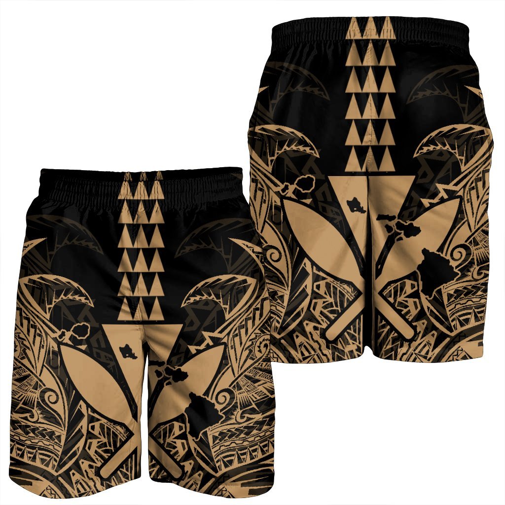 Hawaii Polynesian Kanaka Kakau Men's Shorts - Alan Style Gold - AH - Polynesian Pride