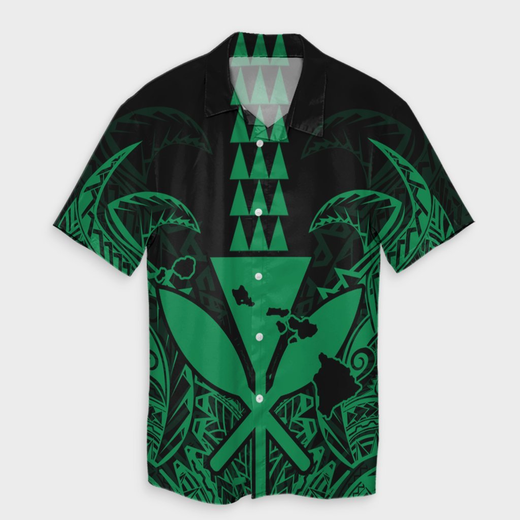 Hawaii Polynesian Kanaka Kakau Hawaiian Shirt - Alan Style Green - AH Unisex Black - Polynesian Pride