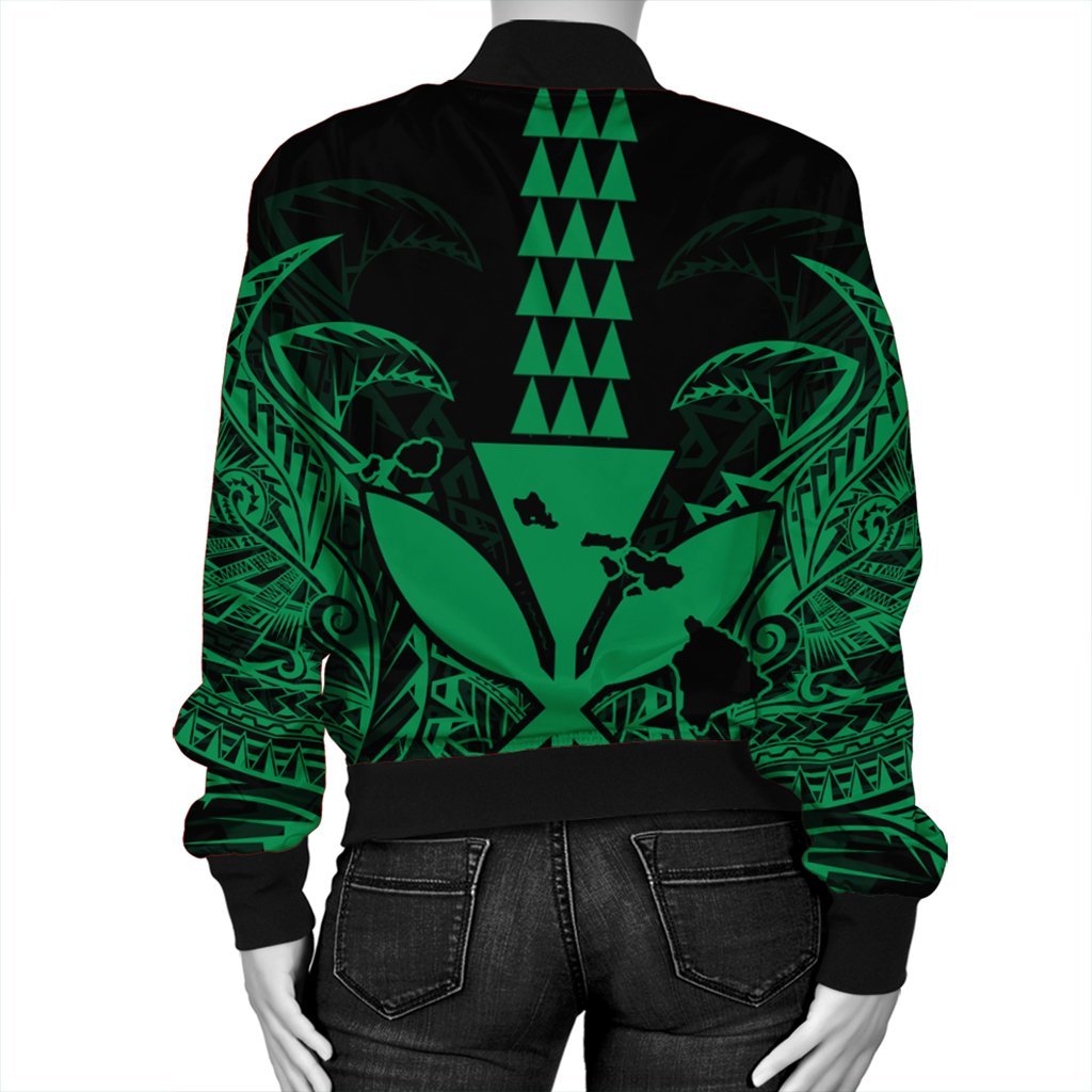 Hawaii Polynesian Kanaka Kakau Bomber Jacket - Alan Style Green - AH - Polynesian Pride