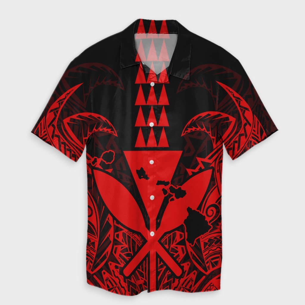 Hawaii Polynesian Kanaka Kakau Hawaiian Shirt - Alan Style Red - AH Unisex Black - Polynesian Pride