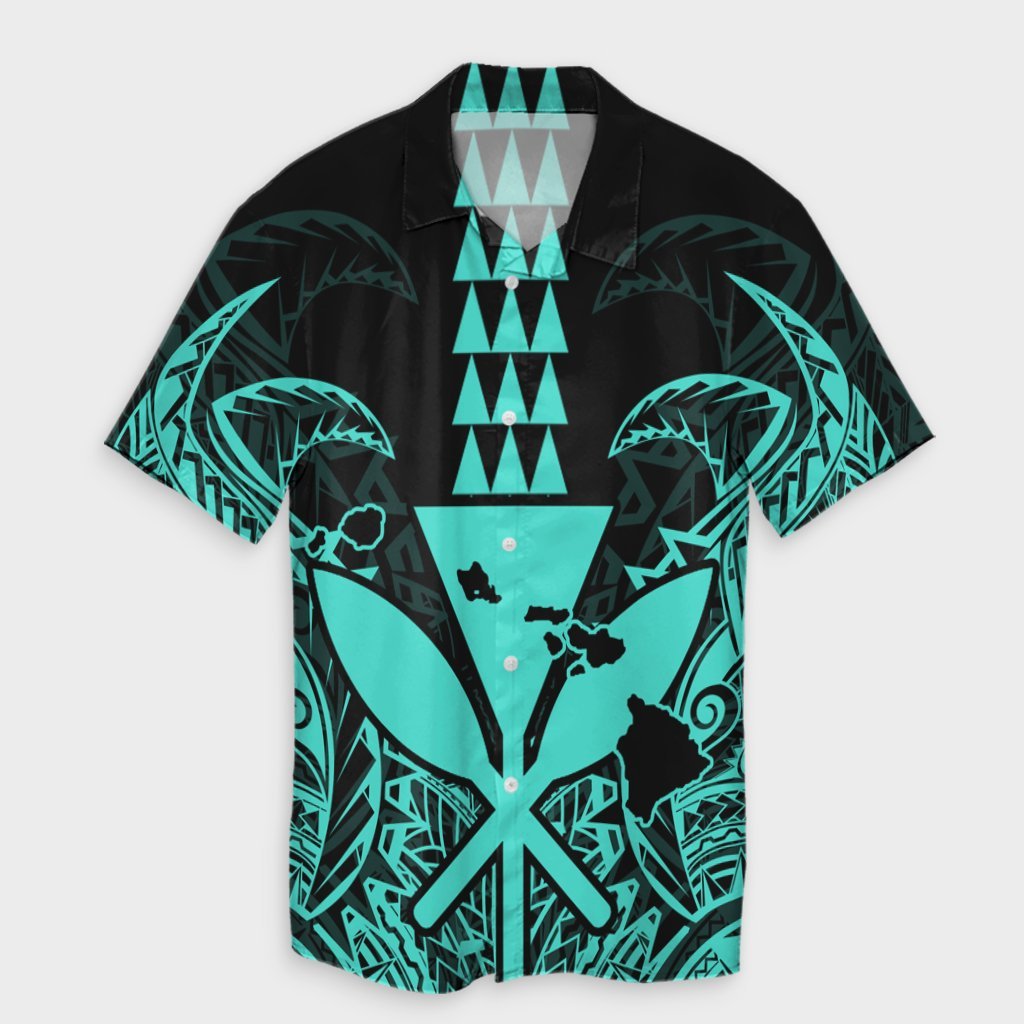Hawaii Polynesian Kanaka Kakau Hawaiian Shirt - Alan Style Turquoise - AH Unisex Black - Polynesian Pride