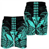 Hawaii Polynesian Kanaka Kakau Men's Shorts - Alan Style Turquoise - AH - Polynesian Pride