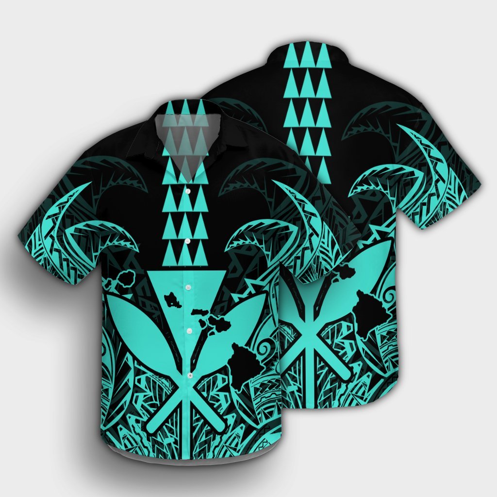 Hawaii Polynesian Kanaka Kakau Hawaiian Shirt - Alan Style Turquoise - AH - Polynesian Pride