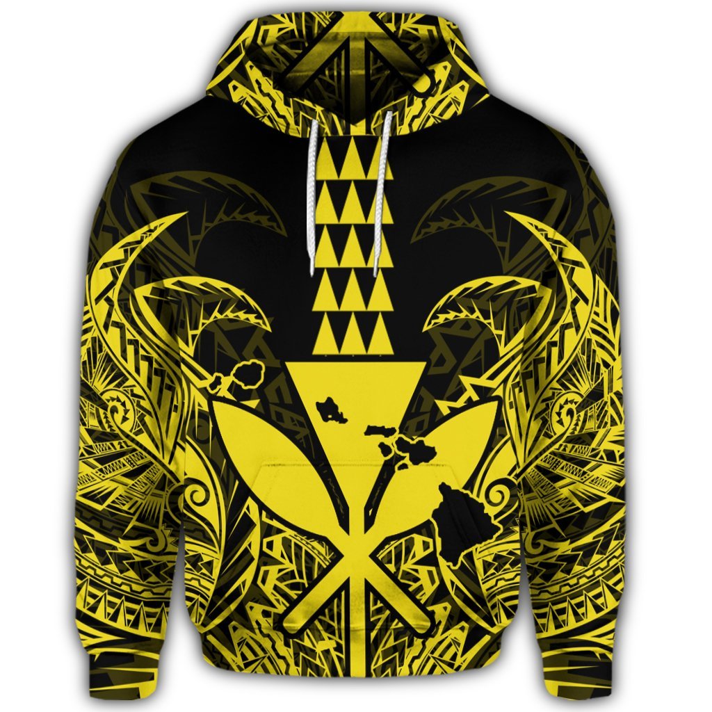 Hawaiian Polynesian Kanaka Kakau Hoodie Alan Style Yellow - Polynesian Pride