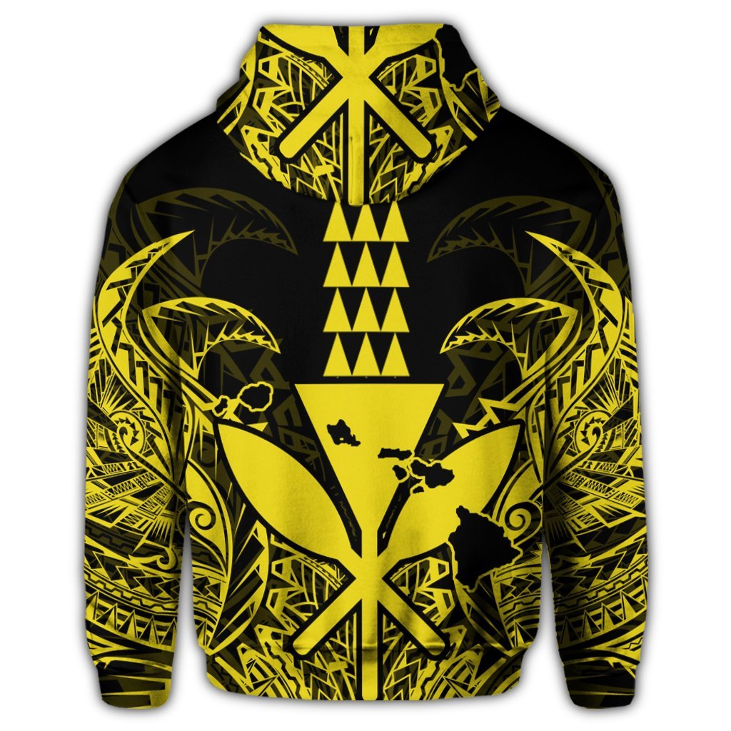 Hawaii Polynesian Zip Hoodie Kanaka Kakau Alan Style Yellow - Polynesian Pride